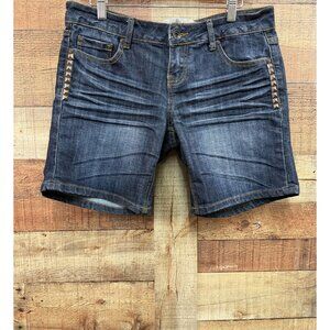 Refuge Womens Blue Denim Studded Pocket Shorts Size 7